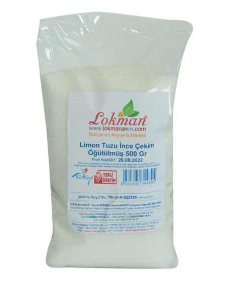 Limon Tuzu İnce Çekim Öğütülmüş 500 Gr Paket