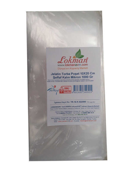 Jelatin Torba Poşet 10X20 Cm Şeffaf Kalın Mikron 1000 Gr 1 Paket Jelatin Torba Poşet 10X20 Cm Şeffaf Kalın Mikron 1000 Gr 1 Paket