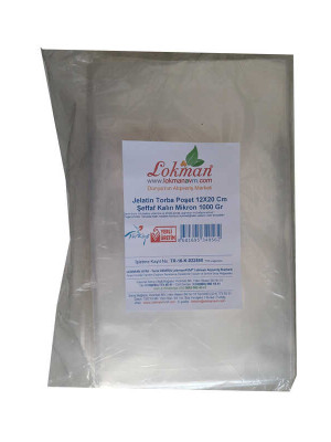 Jelatin Torba Poşet 12X20 Cm Şeffaf Kalın Mikron 1000 Gr 1 Paket