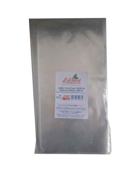 Jelatin Torba Poşet 15X30 Cm Şeffaf İnce Mikron 1000 Gr 1 Paket