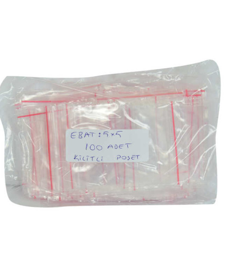 Kilitli Naylon Torba Poşet 5X5 Cm Şeffaf 100 Adet 1 Paket