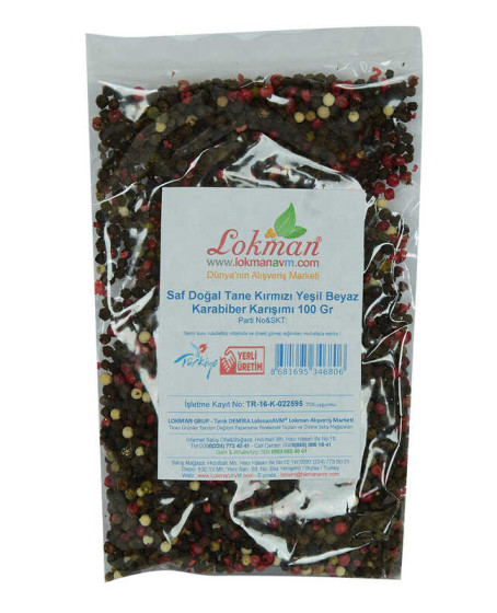 Saf Doğal Tane Kırmızı Yeşil Beyaz Karabiber Karışımı 100 Gr Paket Saf Doğal Tane Kırmızı Yeşil Beyaz Karabiber Karışımı 100 Gr Paket