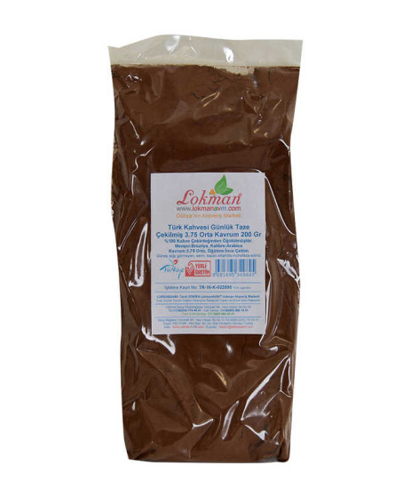 Türk Kahvesi Günlük Taze Çekilmiş 3.75 Orta Kavrum 200 Gr Paket