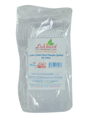 Lüks Çatal Sert Plastik Şeffaf 50 Adet 1 Paket