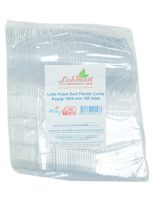 Lüks Kaşık Sert Plastik Çorba Kaşığı 1654 mm Şeffaf 100 Adet 1 Paket