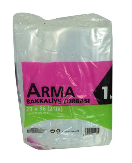 Naylon Torba Arma Şeffaf Bakkaliye Kuruyemiş Şeker Torbası 23x36 (2 lik ) Takribi 190 Adet 1000 Gr
