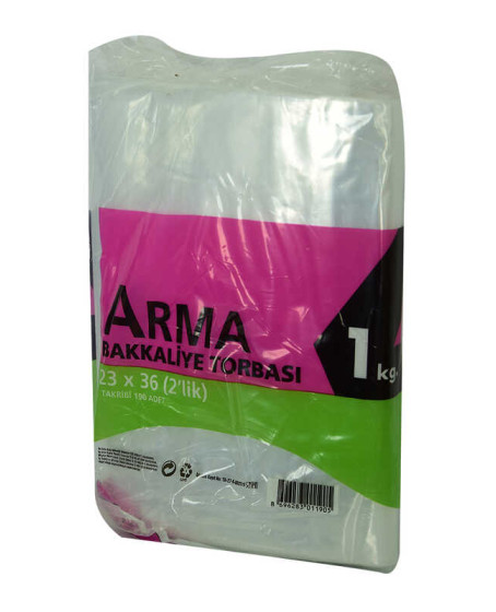Naylon Torba Arma Şeffaf Bakkaliye Kuruyemiş Şeker Torbası 23x36 (2 lik ) Takribi 190 Adet 1000 Gr