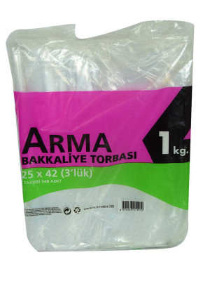 Naylon Torba Arma Şeffaf Bakkaliye Kuruyemiş Şeker Torbası 25x42 (3 lik ) Takribi 140 Adet 1000 Gr