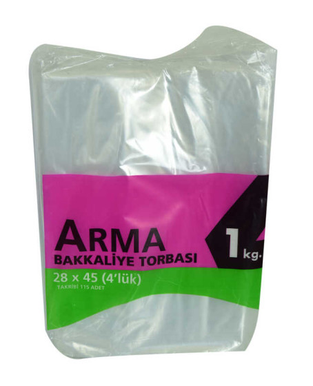 Naylon Torba Arma Şeffaf Bakkaliye Kuruyemiş Şeker Torbası 28x45 (4 lük ) Takribi 115 Adet 1000 Gr