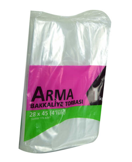 Naylon Torba Arma Şeffaf Bakkaliye Kuruyemiş Şeker Torbası 28x45 (4 lük ) Takribi 115 Adet 1000 Gr