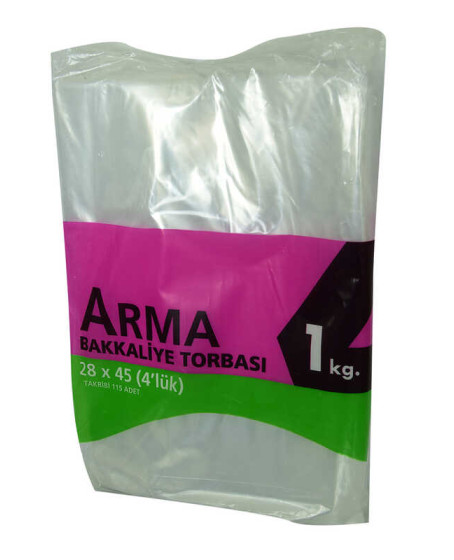 Naylon Torba Arma Şeffaf Bakkaliye Kuruyemiş Şeker Torbası 28x45 (4 lük ) Takribi 115 Adet 1000 Gr