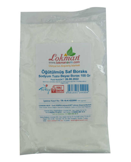 Öğütülmüş Saf Boraks Sodyum Tuzu Beyaz Borax 100 Gr