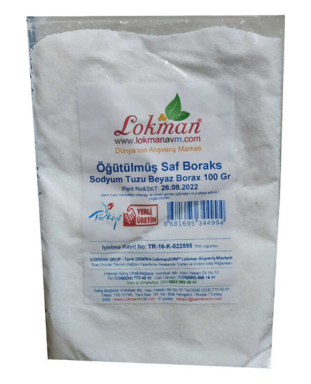 Öğütülmüş Saf Boraks Sodyum Tuzu Beyaz Borax 100 Gr