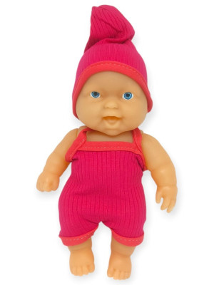 20 cm Sevimli Et Bebek - Çıkarılabilir Neon Kıyafetli Gerçekçi Oyuncak Bebek   - Pembe - 1 ADET