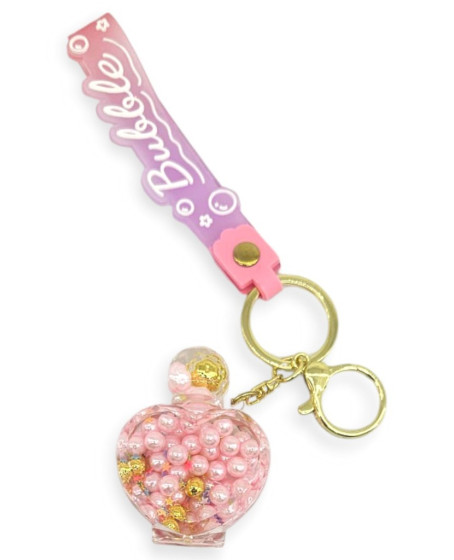 Bubble Serisi Silikon Bileklikli Sulu Kristal Kalp Çanta Süsü ve Anahtarlık - Pembe - 1 ADET Bubble Serisi Silikon Bileklikli Sulu Kristal Kalp Çanta Süsü ve Anahtarlık - Pembe - 1 ADET