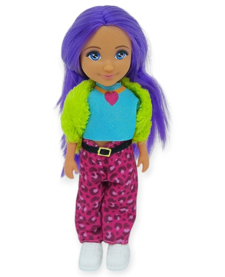 Ankiki Moda İkonu Bebek Figür 13 cm  - Mor Saçlı Hip-Hop Rüzgarı  - 1 ADET