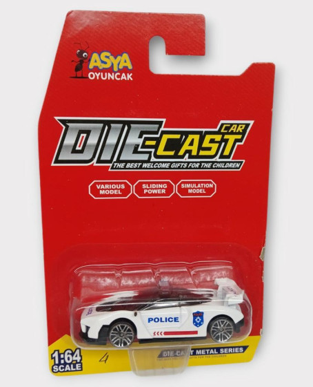 Metal Mini Polis Arabası  8 cm - Polis - 4 - 1 ADET