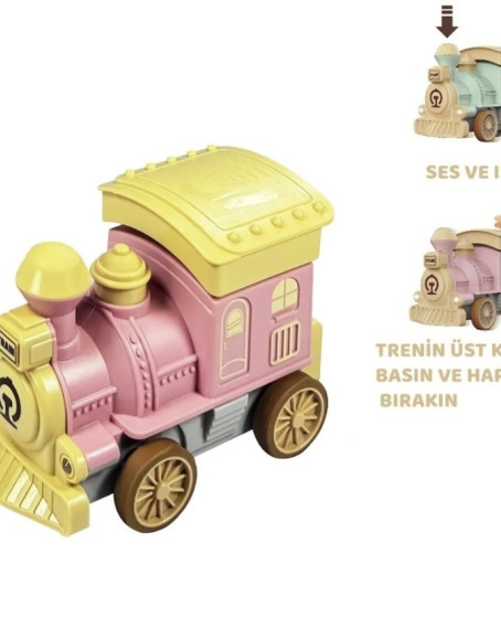 Oyuncak Tren Işıklı Sesli Bas Gitsin 14cm - PEMBE - 8068A - 1 ADET