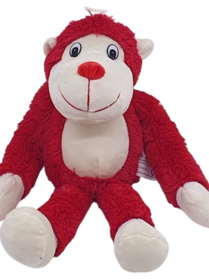 Peluş Maymun 40 cm - Yumuşak Peluş - G5501 - Kırmızı - 1 ADET