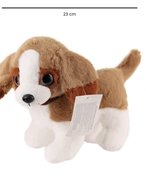 Sesli Peluş Köpek - 2309033 - Kahverengi-Beyaz - 1 ADET