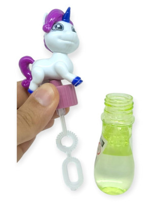 Sevimli Unicorn Figürlü Baloncuk Şişesi - Eğlenceli Köpük Çıkartma Oyuncak - Beyaz - 1 ADET