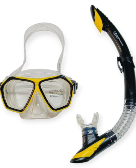 Tempered Camlı Premium Silikon Dalış Maskesi ve Snorkel Yetişkin - Sarı - 1 ADET Tempered Camlı Premium Silikon Dalış Maskesi ve Snorkel Yetişkin - Sarı - 1 ADET