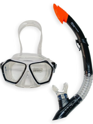 Tempered Camlı Premium Silikon Dalış Maskesi ve Snorkel Yetişkin - Siyah - 1 ADET