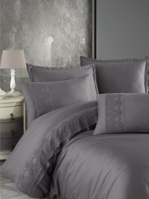 Butik Valinor Çift Kişilik Saten Nevresim Takımı V6 Gri Butik Valinor Çift Kişilik Saten Nevresim Takımı V6 Gri