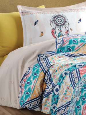 Genç Ranforce Tek Kişilik Nevresim Takımı Boho v1 Bej Genç Ranforce Tek Kişilik Nevresim Takımı Boho v1 Bej