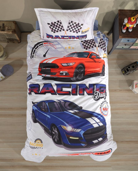 Tek Kişilik Genç Ranforce Nevresim Takımı Racing Drag