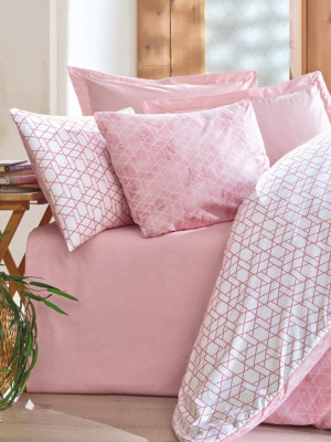 Çift Kişilik Nevresim Takımı Minimal Best Pembe