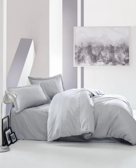Çift Kişilik Saten Nevresim Takımı Elegant Gri