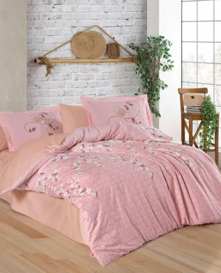 Çift Kişilik Poplin Nevresim Takımı Missy Pudra