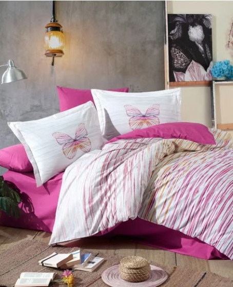Kingsize Poplin Nevresim Eldora Fuşya Kingsize Poplin Nevresim Eldora Fuşya