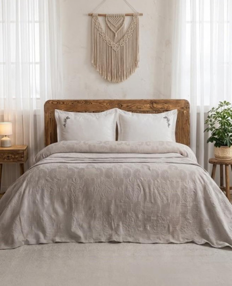 Şaheser Home Collection Yatak Örtüsü Çift Kişilik Anita Bej Şaheser Home Collection Yatak Örtüsü Çift Kişilik Anita Bej
