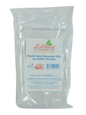 Plastik Çatal Ekonomik 1654 mm Şeffaf 100 Adet 1 Paket