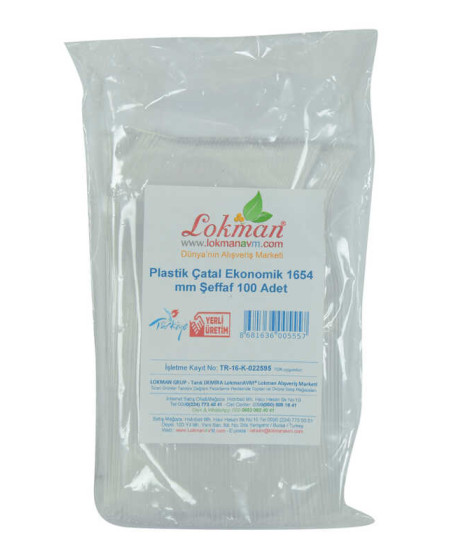 Plastik Çatal Ekonomik 1654 mm Şeffaf 100 Adet 1 Paket