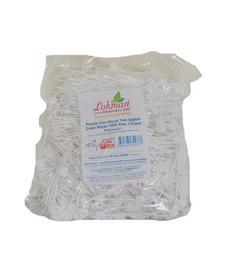 Plastik Cips Börek Tatlı Şeytan Çatalı Beyaz 1000 Adet 1 Paket