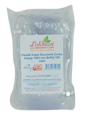 Plastik Kaşık Ekonomik Çorba Kaşığı 1654 mm Şeffaf 100 Adet 1 Paket