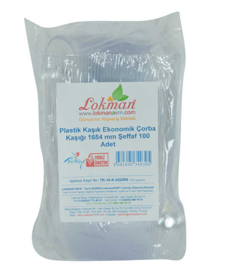Plastik Kaşık Ekonomik Çorba Kaşığı 1654 mm Şeffaf 100 Adet 1 Paket