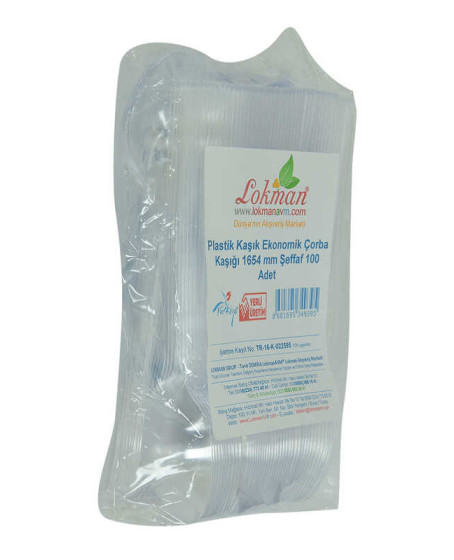 Plastik Kaşık Ekonomik Çorba Kaşığı 1654 mm Şeffaf 100 Adet 1 Paket
