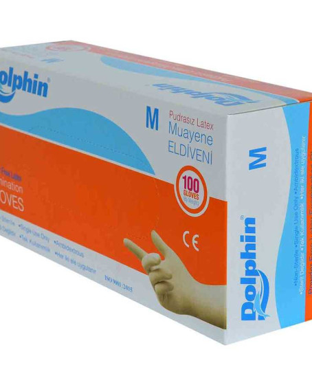 Pudrasız Beyaz Latex Muayene Eldiveni Orta Boy (M) 100 Lü Paket