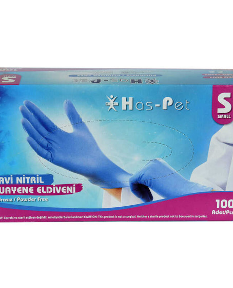 Pudrasız Mavi Nitril Eldiven Küçük Boy (S) 100 Lü Paket