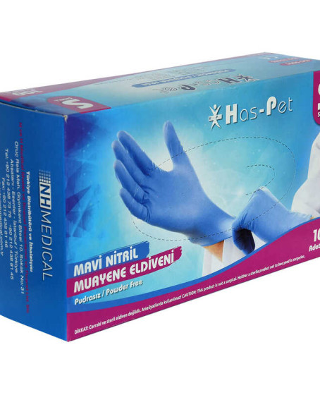 Pudrasız Mavi Nitril Eldiven Küçük Boy (S) 100 Lü Paket
