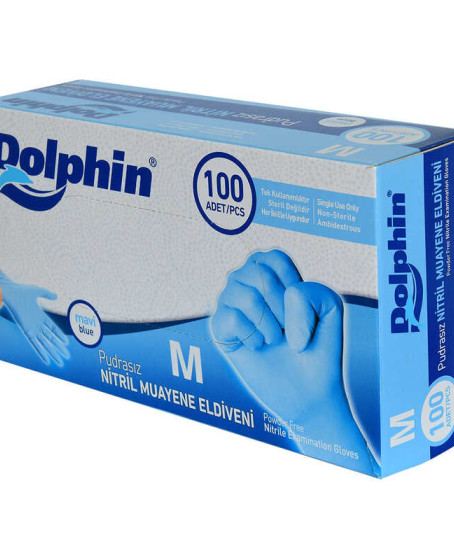 Pudrasız Mavi Nitril Eldiven Orta Boy (M) 100 Lü Paket