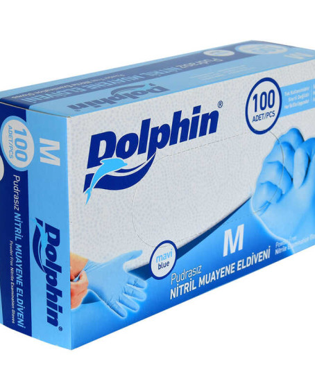 Pudrasız Mavi Nitril Eldiven Orta Boy (M) 100 Lü Paket