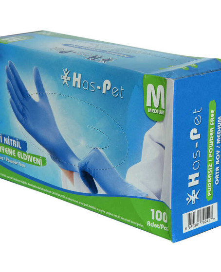 Pudrasız Mavi Nitril Eldiven Orta Boy (M) 100 Lü Paket