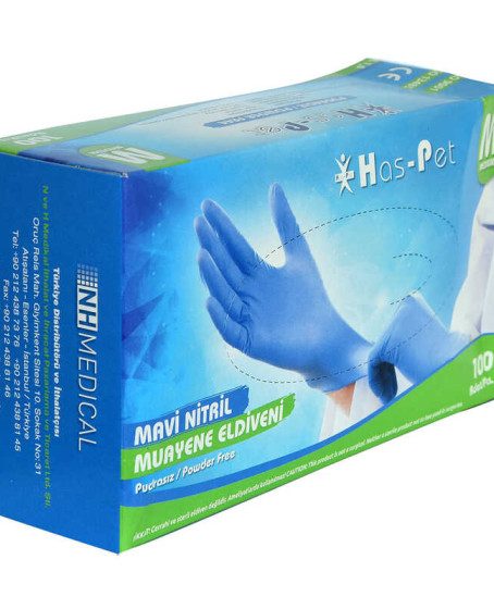 Pudrasız Mavi Nitril Eldiven Orta Boy (M) 100 Lü Paket
