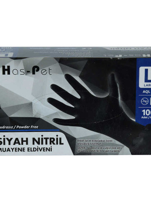 Pudrasız Siyah Nitril Eldiven Büyük Boy (L) 100 Lü Paket