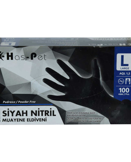 Pudrasız Siyah Nitril Eldiven Büyük Boy (L) 100 Lü Paket